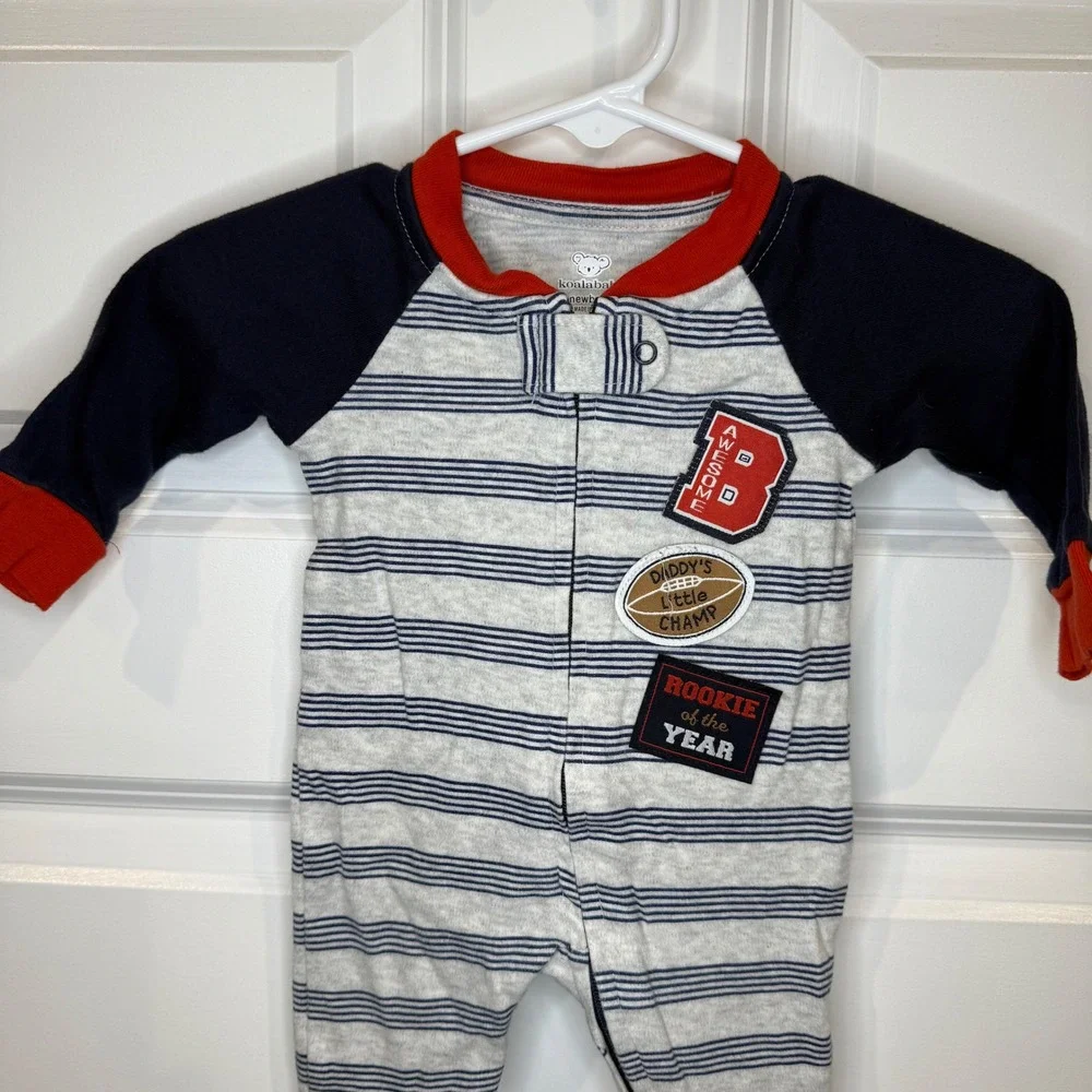 Koala Baby Size‎ Newborn Football Bodysuit One Piece Red Navy Striped Sleeper